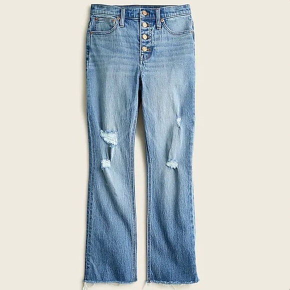 J crew 10” Demi boot crop jeans Greenwich street wash distressed - Picture 1 of 2